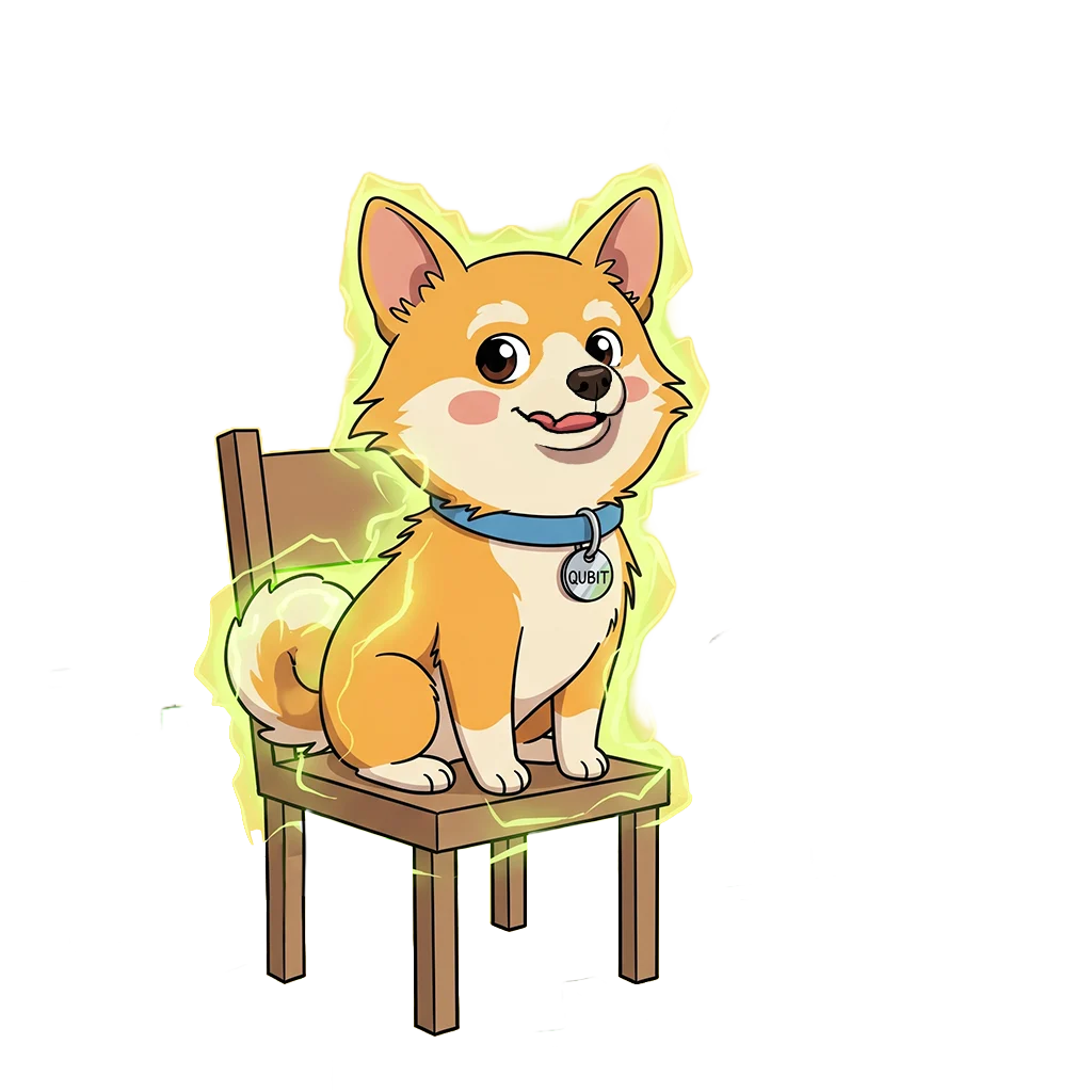 Qubit sitting patiently on a chair